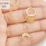 ARETE DOBLE CON CADENA CON DIJE SATURNO