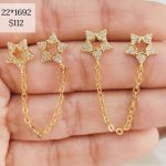 ARETE ESTRELLA DOBLE UNIDA CON CADENA