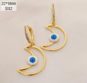 ARETE LUNA ALAMBRE CON OJO