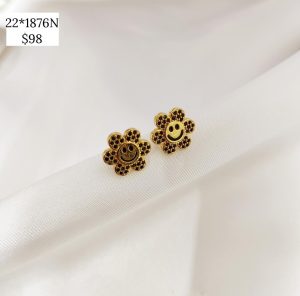 ARETE CARITA FELIZ FLOR PAVE