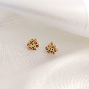 ARETE CARITA FELIZ FLOR PAVE