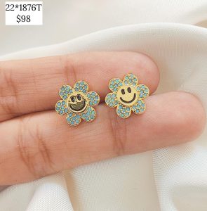 ARETE CARITA FELIZ FLOR PAVE