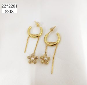 ARRACADA FLOR CON CADENA