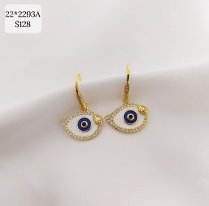 ARETE FONDO BLANCO OJO COLOR Y CZ