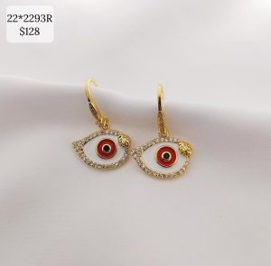 ARETE FONDO BLANCO OJO COLOR Y CZ