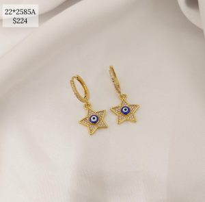 HUGGIE ESTRELLA CON OJO ESMALTADO Y ZIRCONIA