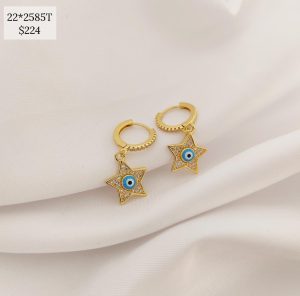 HUGGIE ESTRELLA CON OJO ESMALTADO Y ZIRCONIA