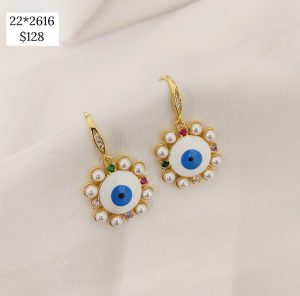 ARETE OJO REDONDO CON PERLAS ALREDEDOR