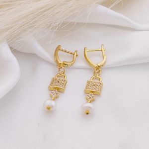 ARETE DE CANDADO CZ CON PERLITA