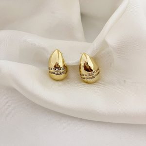 ARETE GOTA CHICA CON DOS LINEAS DE CIRCONIA CENTRO