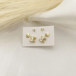 KIT 3 BROQUELES H MADRE PERLA/CUADRADO Y PUNTO CZ