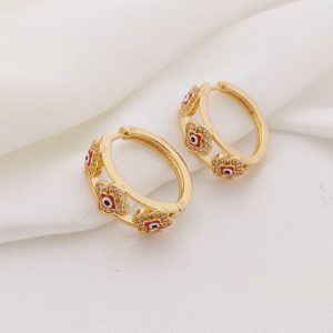 HUGGIE RIEL FLOR CENTRO OJO BORDE CIRCONIAS