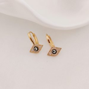 HUGGIE OJO  PAVE CON CENTRO OJO COLOR