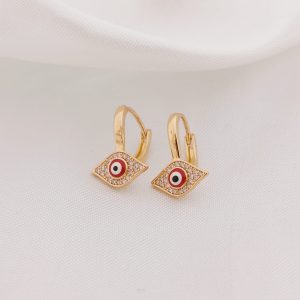 HUGGIE OJO  PAVE CON CENTRO OJO COLOR