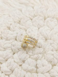 EAR CUFF 3 AROS COLGANTE BOLA