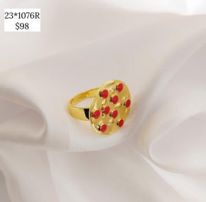 ANILLO DISCO CON PIEDRAS COLORES