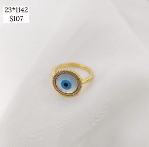 ANILLO OJO MADRE PERLA CON BISEL CZ
