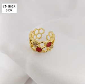 ANILLO PANAL CON FONDO COLOR Y CIRCONIAS