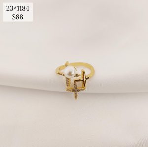 ANILLO CRUZ ZIRCONIA Y PERLA