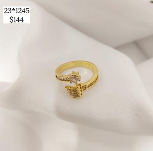ANILLO AJUSTABLE MARIPOSA Y BAGUETTE