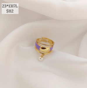 ANILLO TRIPLE ESMALTADO CON PERLA