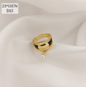 ANILLO TRIPLE ESMALTADO CON PERLA