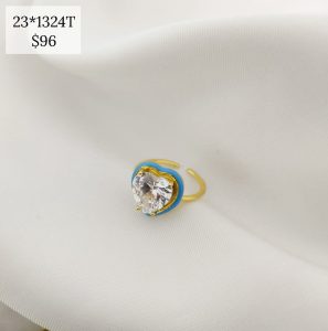 ANILLO DELGADO ZIRCONIA CORAZ?N Y ESMALTADO