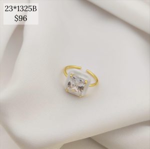 ANILLO DELGADO ZIRCONIA CUADRO Y ESMALTADO