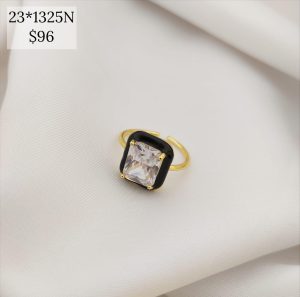 ANILLO DELGADO ZIRCONIA CUADRO Y ESMALTADO