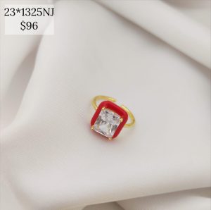 ANILLO DELGADO ZIRCONIA CUADRO Y ESMALTADO