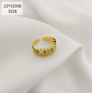 ANILLO DOBLE ROMBOS ESMALTADOS Y PAVE