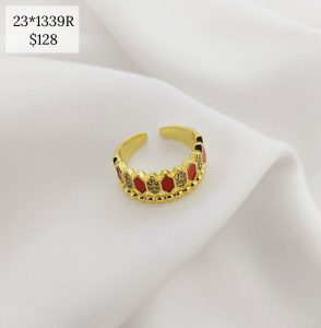 ANILLO DOBLE ROMBOS ESMALTADOS Y PAVE