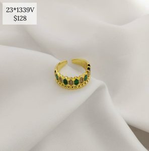 ANILLO DOBLE ROMBOS ESMALTADOS Y PAVE