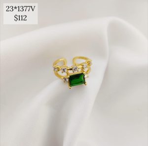 ANILLO DOBLE ZIRCONIAS Y CRISTAL RECTANGULAR