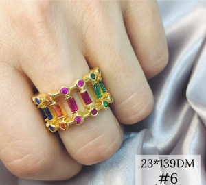 ANILLO DOBLE ROMBOS ESMALTADOS Y PAVE