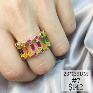 ANILLO DOBLE ROMBOS ESMALTADOS Y PAVE
