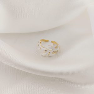 ANILLO FORMA CORAL ESMALTE CON CZ IRREGULARES