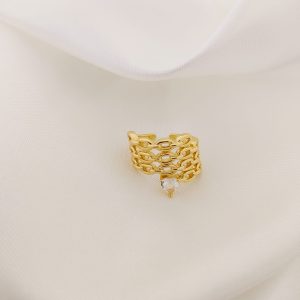 ANILLO TRENZADO 4 LINEAS ZIRCONIA CORAZ?N