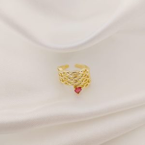 ANILLO TRENZADO 4 LINEAS ZIRCONIA CORAZ?N