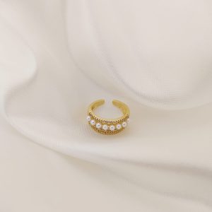 ANILLO VARIOS AROS PERLA Y ZIRCONIAS
