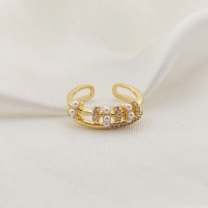 ANILLO DOBLE CON BARRILITOS ZIRCONIA Y PERLA