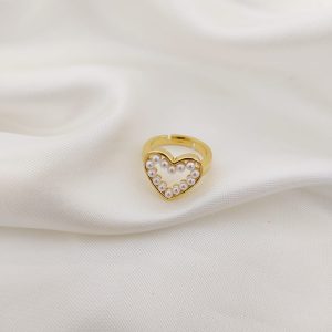 ANILLO CORAZON CON MINI PERLAS DENTO