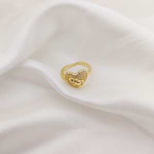 ANILLO CORAZON PAVE CON OSOTO LATERAL LISO