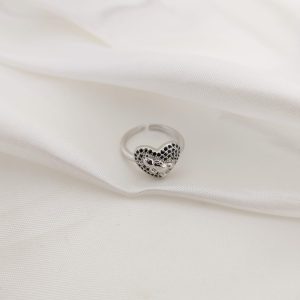 ANILLO CORAZON PAVE CON OSOTO LATERAL LISO