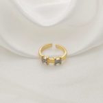 ANILLO BANADA RAYADA CON H PAVE