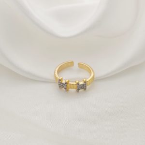 ANILLO BANADA RAYADA CON H PAVE