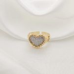 ANILLO CORAZON PAVE CONTORNO BOLITAS