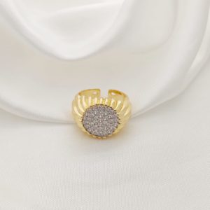 ANILLO CIRCULO PAVE CONTORNO BOLITAS