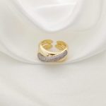 ANILLO BANDAS CRUZADAS LISAS Y PAVE