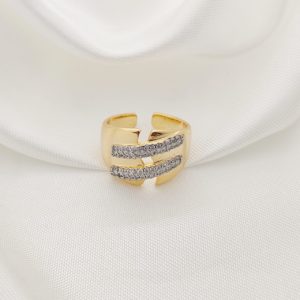 ANILLO ANCHO DIVISION EN S CON DOS BARRAS PAVE